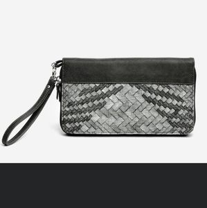 Over sized wallet vegan black/grey leather NWT